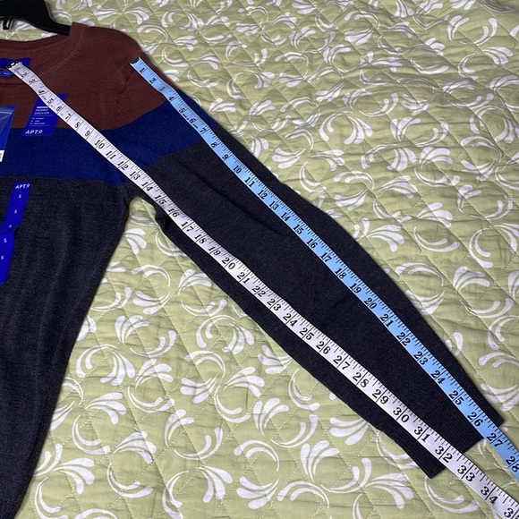 NWT S Apt.9 Crewneck‎ Merino Sweater Gray Rust Blue Men’s - Picture 11 of 11